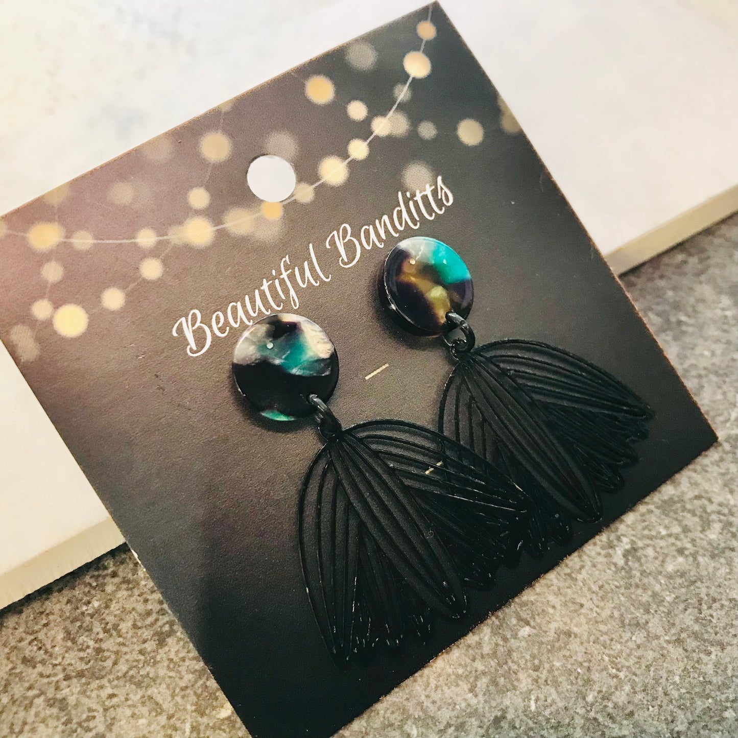 Mixed Metal and Resin Earrings - medium