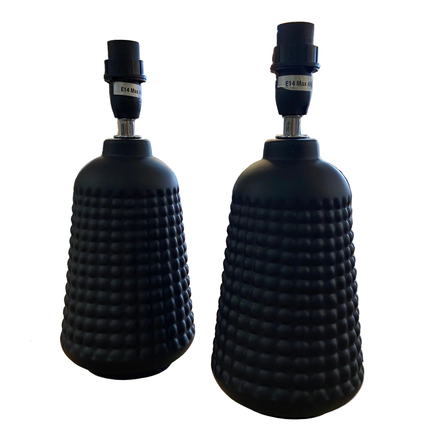 Black Ceramic Dimpled Table Lamp with Bright Floral Shade (pair available)