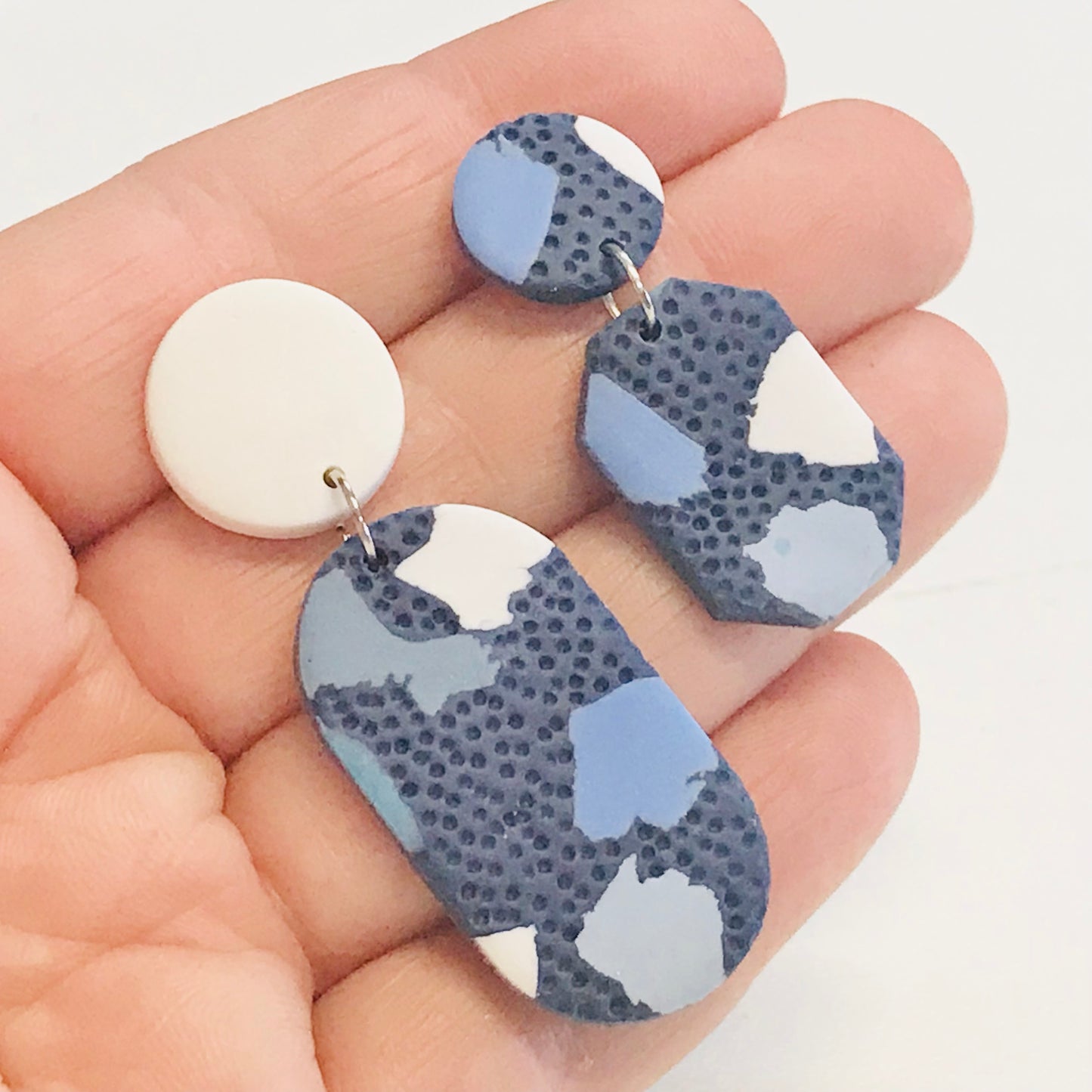 Handmade Polymer Clay Earrings - Sky