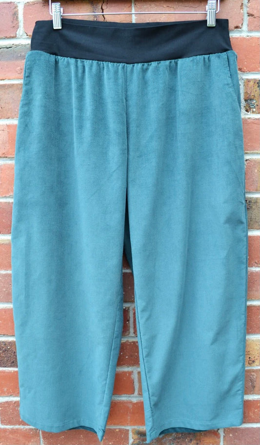 Women's Handmade Band Pants - Bottle Green Corduroy