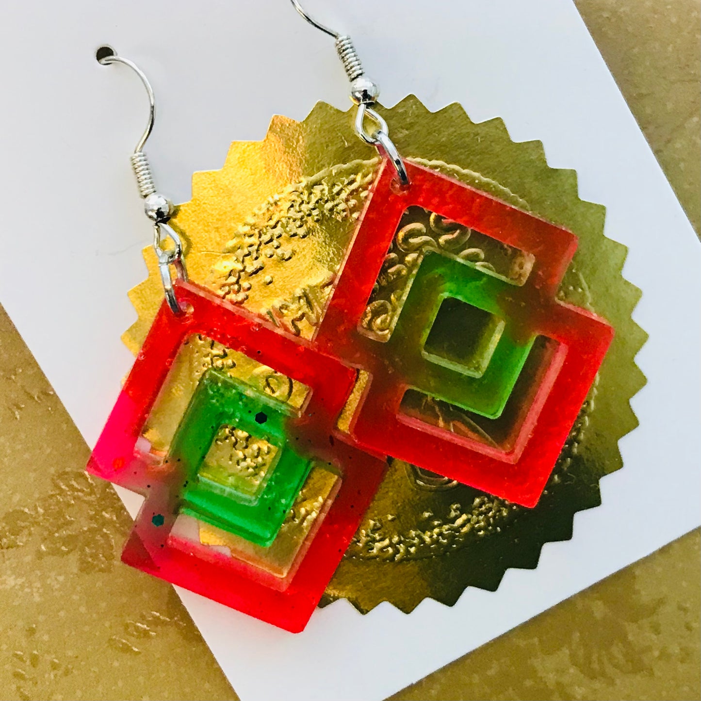 Novelty Resin Sparkle Christmas Dangle Earrings