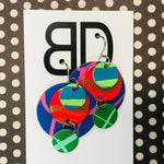 Hand painted leather bold statement earrings - The Layered Droplet