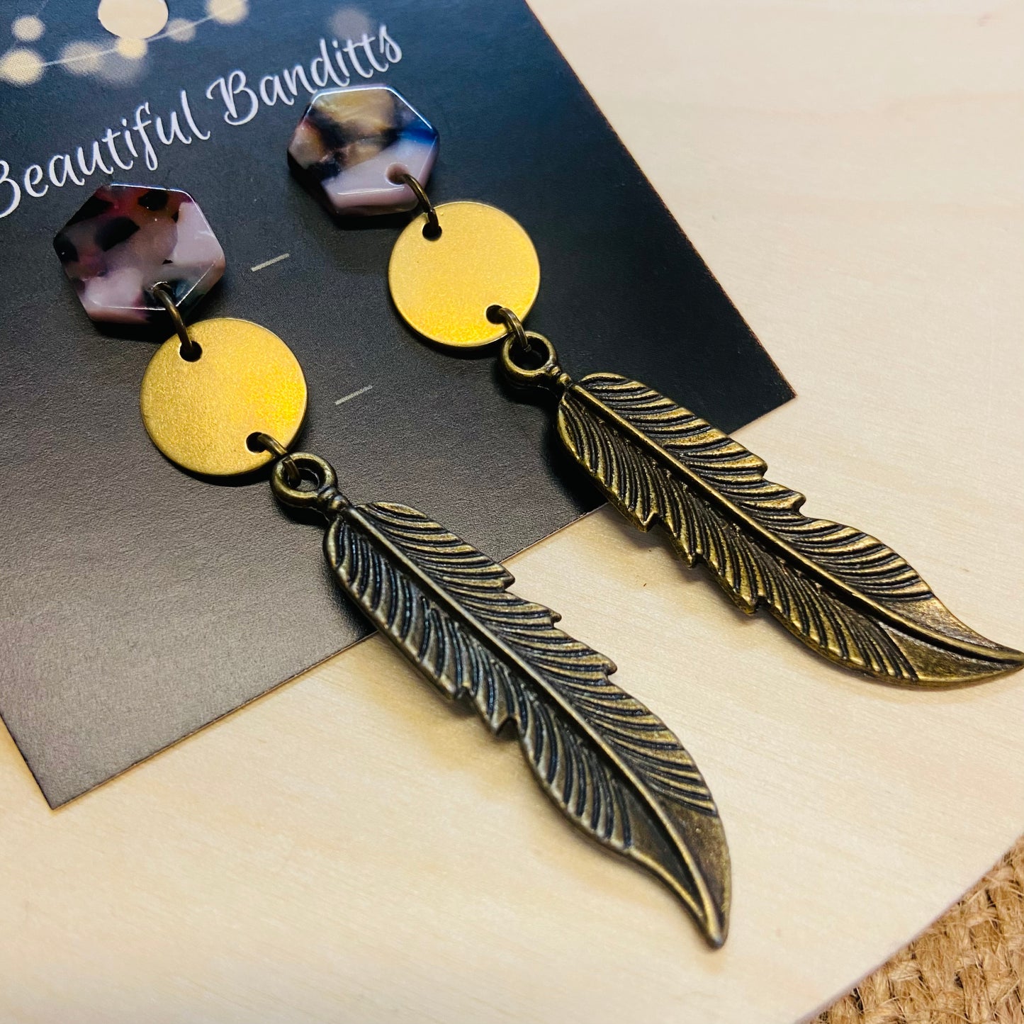 Mixed Metal and Resin Earrings - large