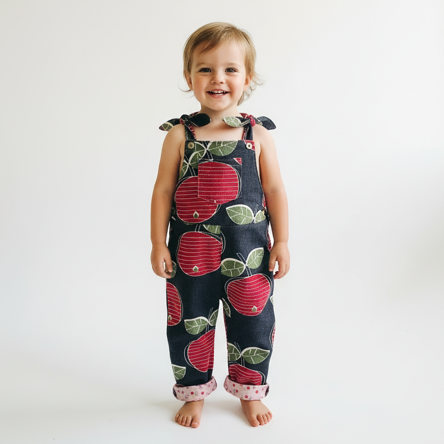 Kids Overalls Dungarees - Apples