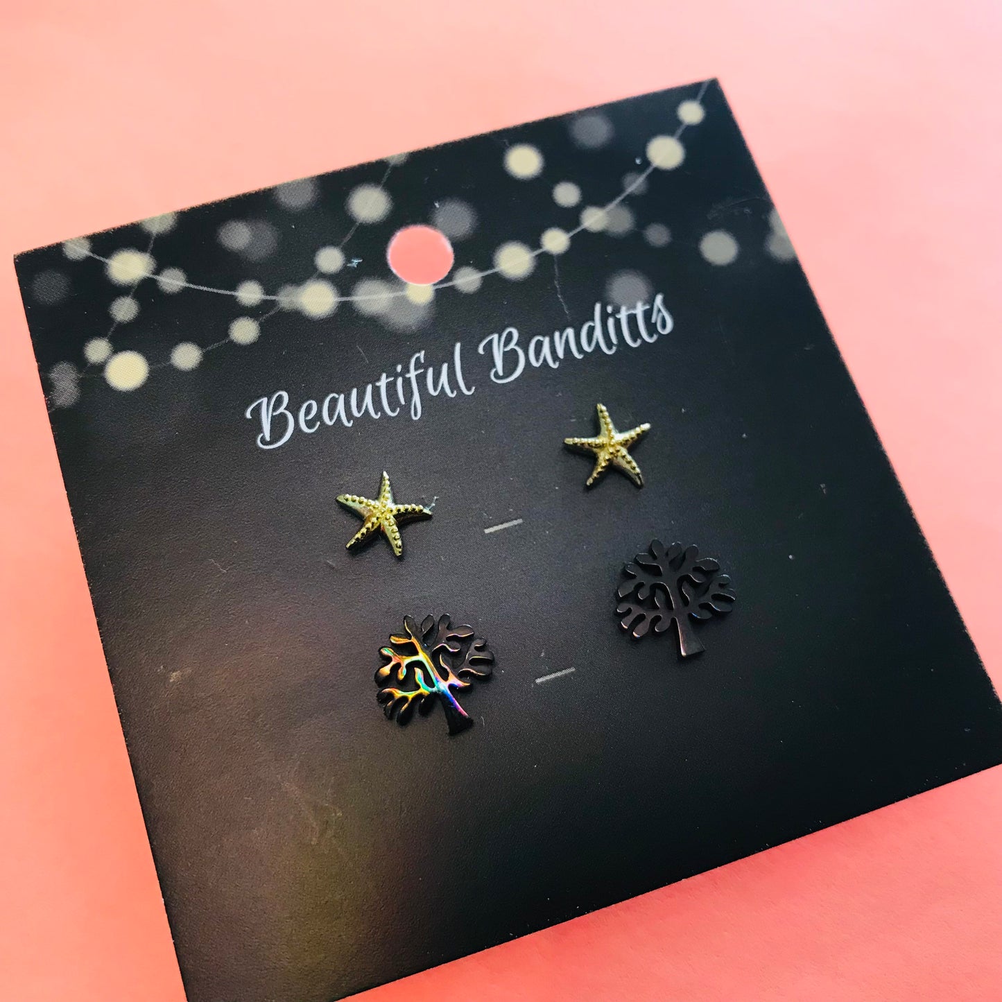 Mixed Metal Stud Earrings - Duo Set