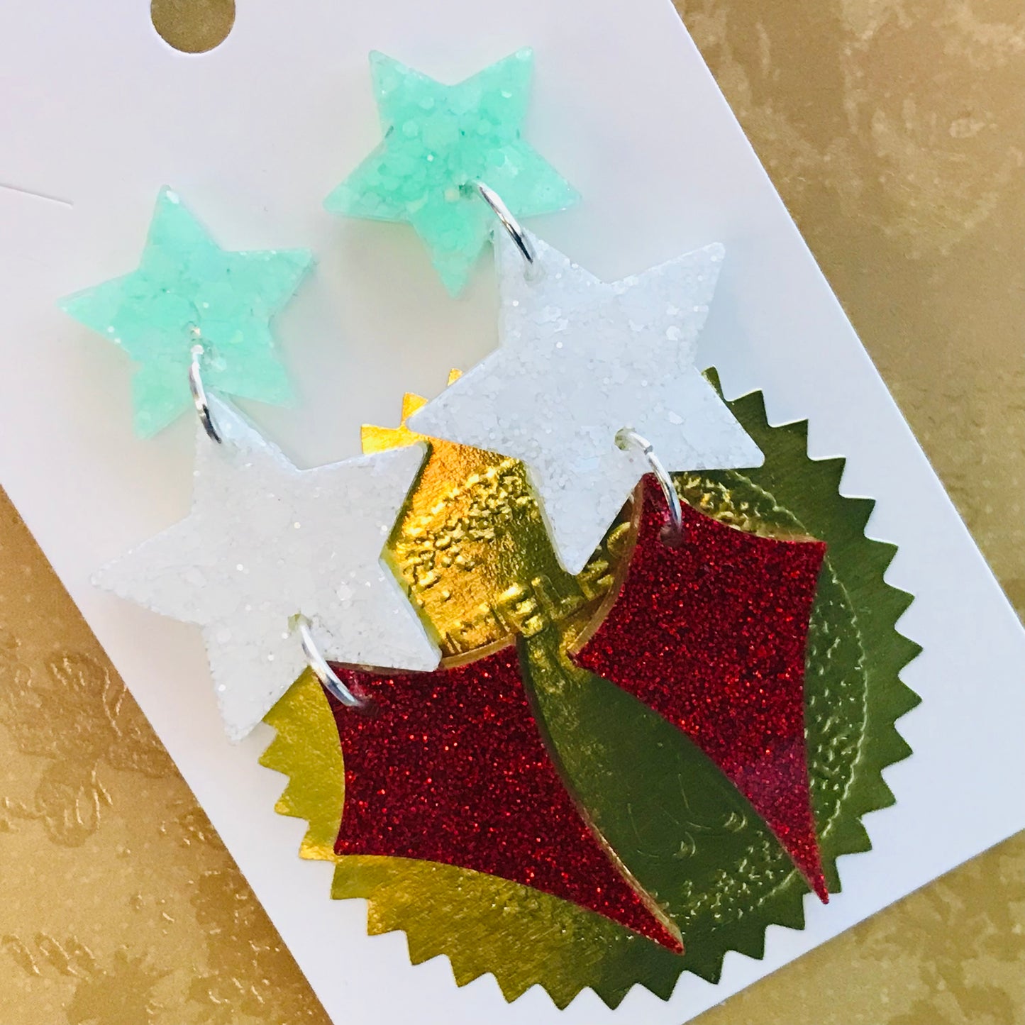 Novelty Resin Sparkle Christmas Dangle Earrings