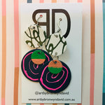 Hand painted leather bold statement earrings - The Stacked Dot