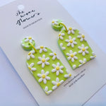 Floral Polymer Clay Arch Dangle Earrings