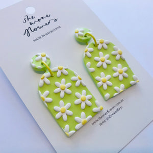 Floral Polymer Clay Arch Dangle Earrings