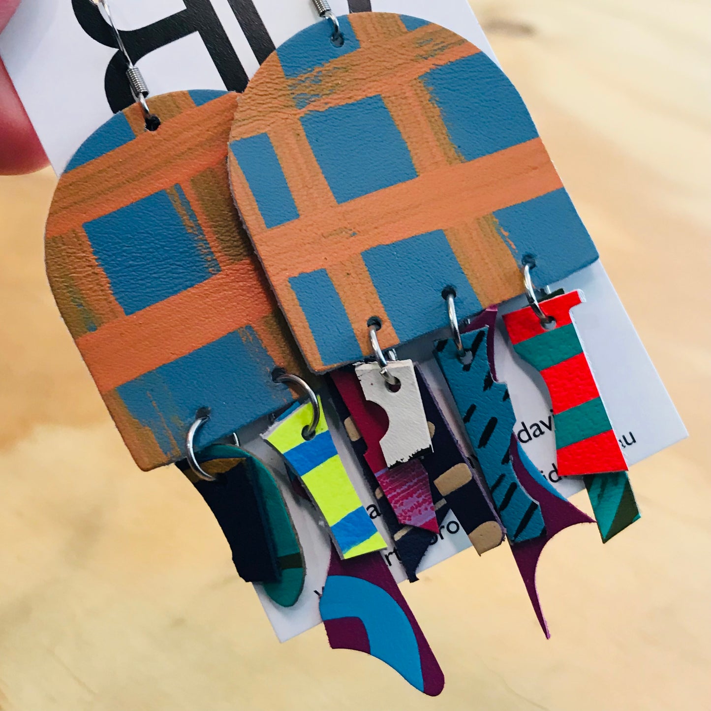 Hand painted leather bold statement earrings - The Jelly Punch