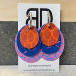 Hand painted leather bold statement earrings - Interchangeable Huggies