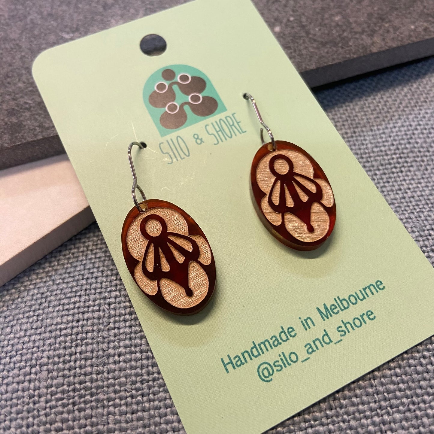 Art Deco Acrylic Earrings - Flower