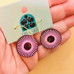 Art Deco Acrylic Earrings - Sunny Hoops