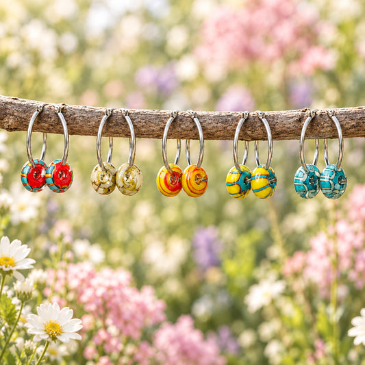 Glass Bead Hoop Earrings