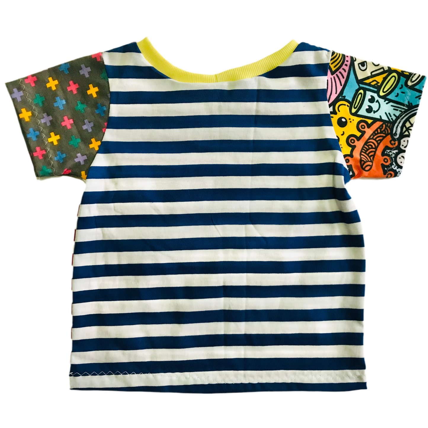 Kids Multi Print Handmade T-Shirt - Red Stripe Front