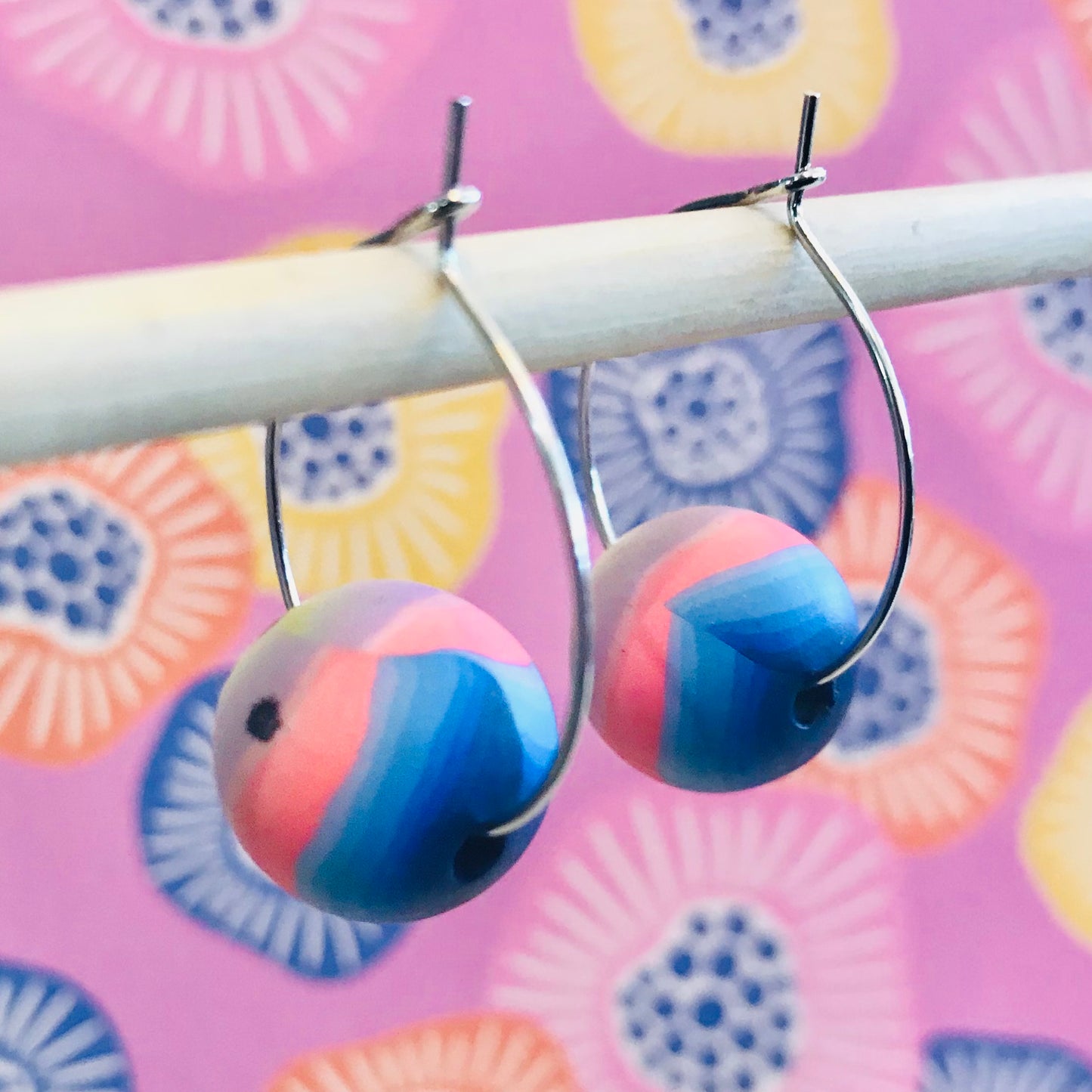 Bead Hoop Earrings - sunset