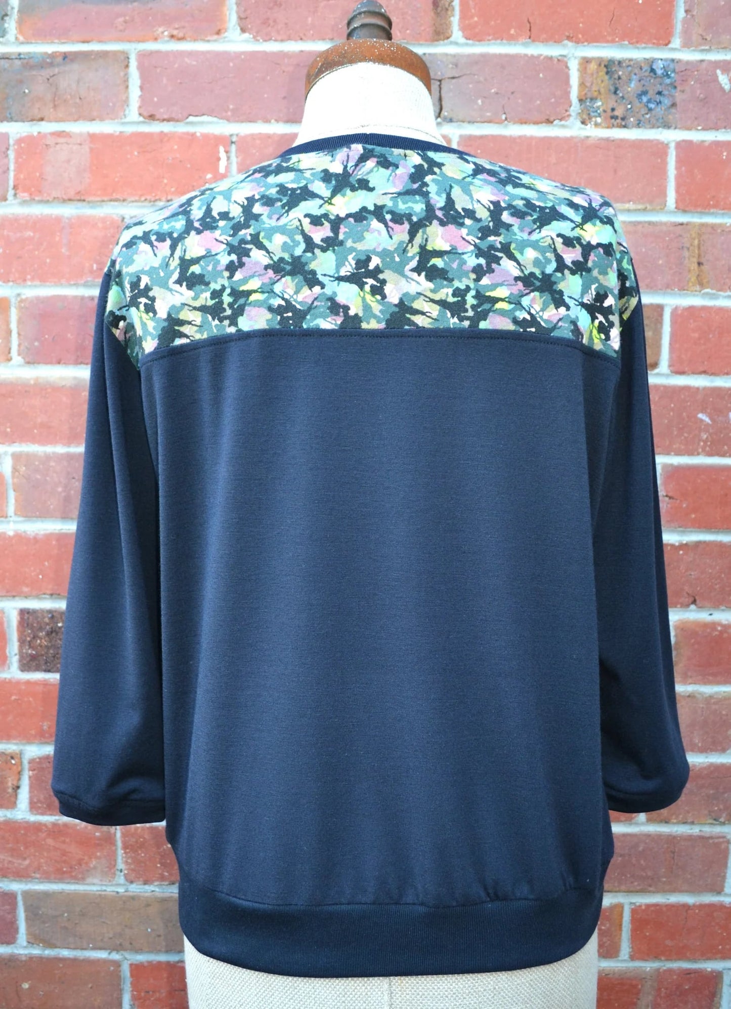 Women's Handmade Basic 3/4 Tee - Cool Camo Linen and Cotton