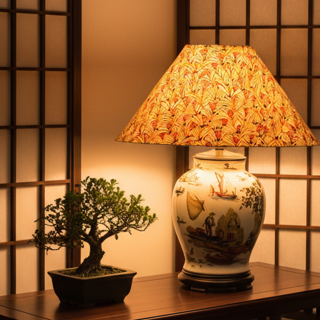Japanese Illustrated Table Lamp