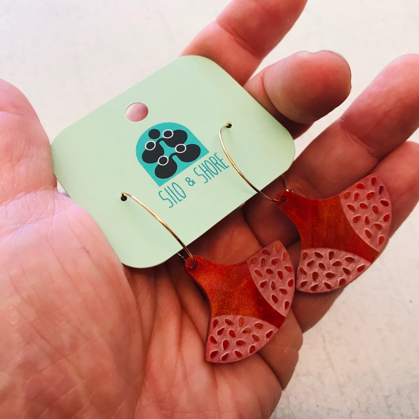 Art Deco Acrylic Earrings - Wide Fan Hook