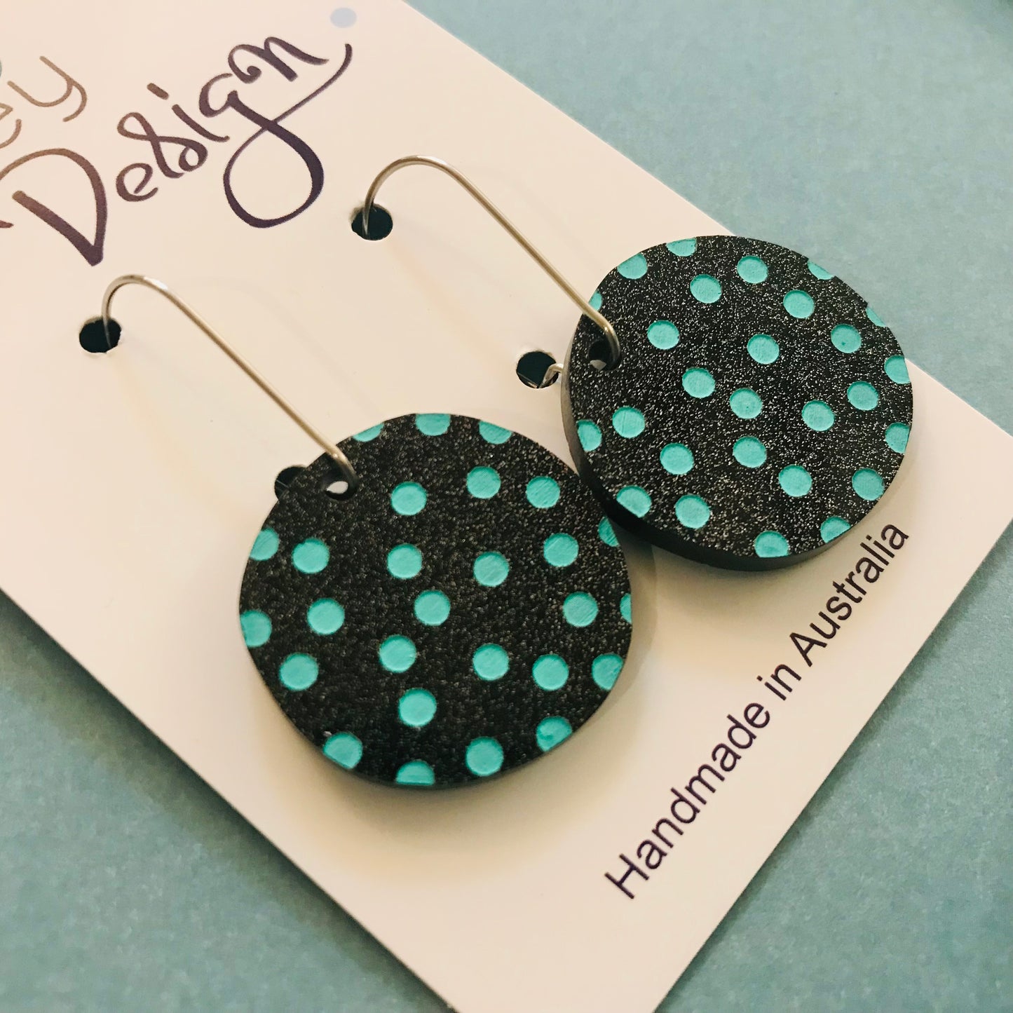 Laser Cut Drop Spotty Disc Perspex Earrings