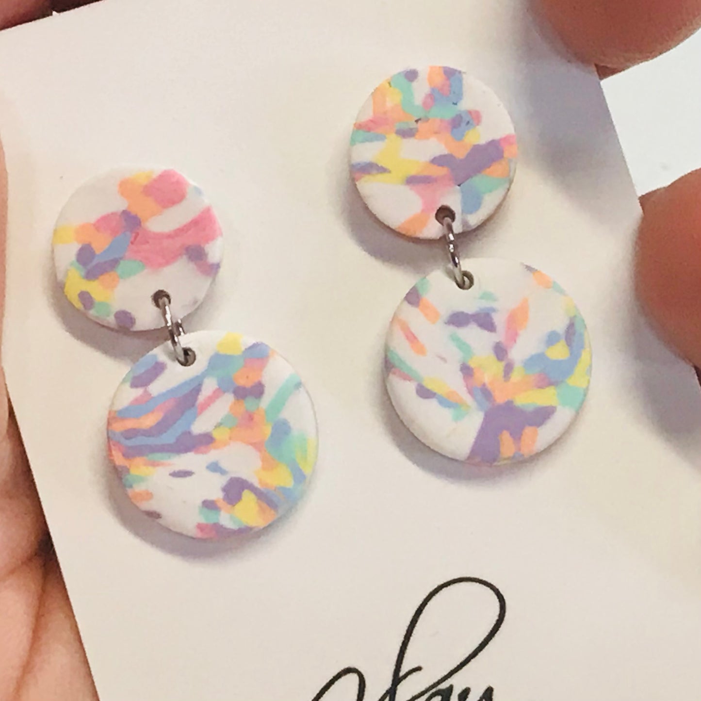 Handmade Polymer Clay Earrings - Pastels