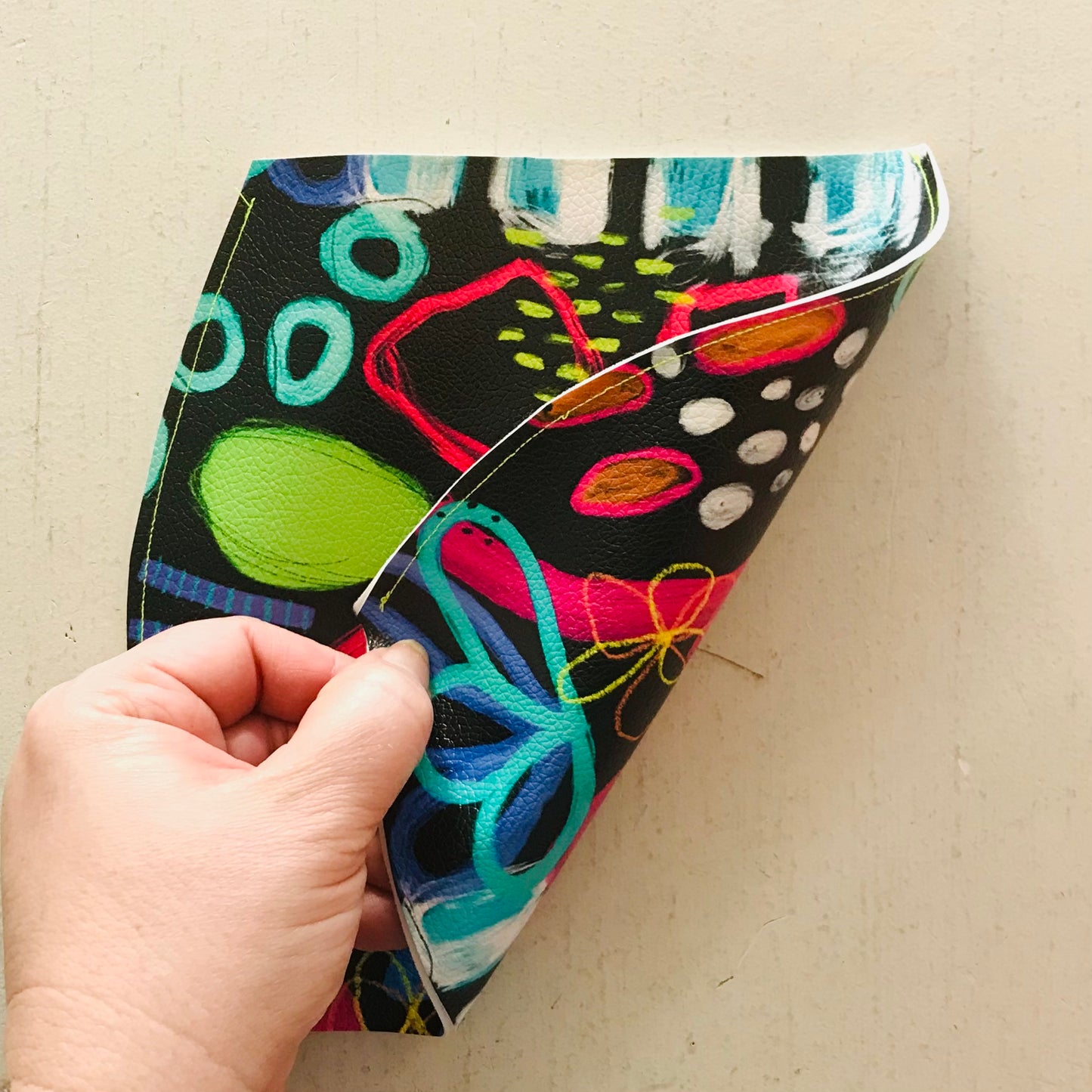 Hand Painted Vegan Leather Flat Vase