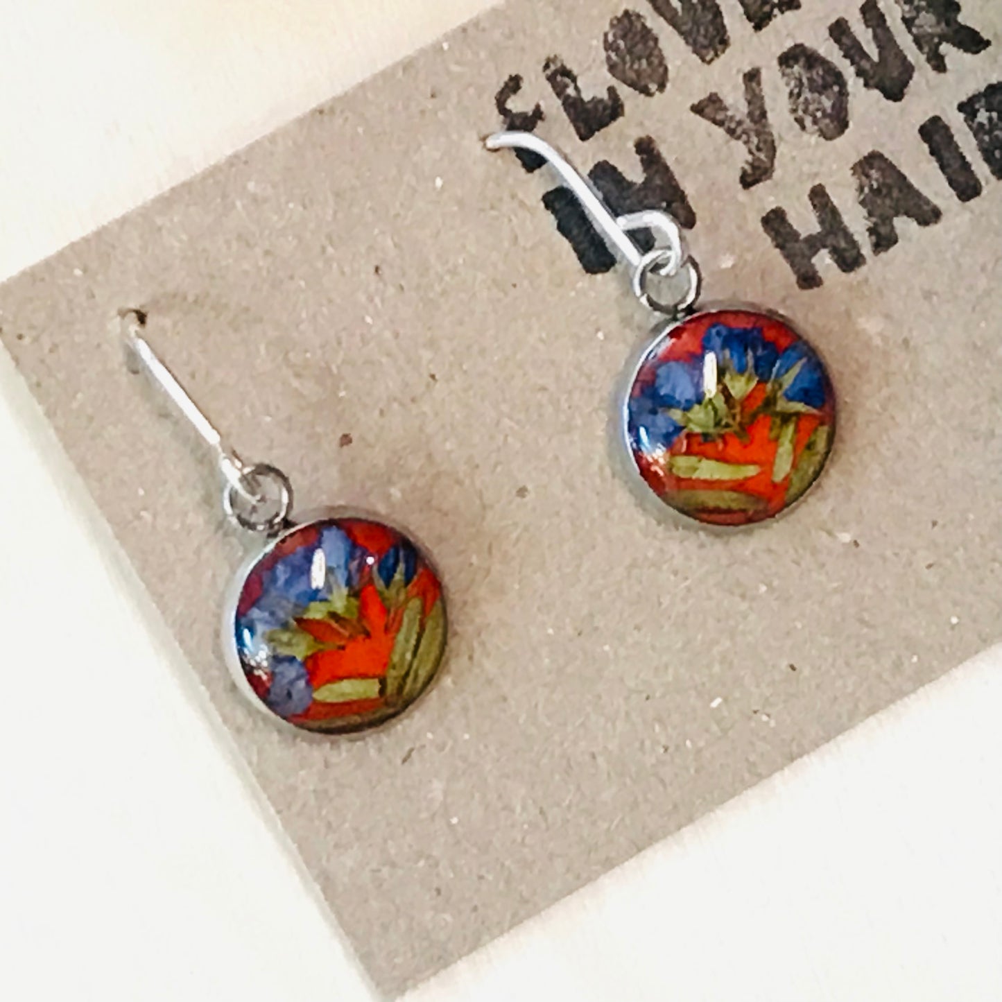 Australian flora Resin & Sterling Silver Earrings - small