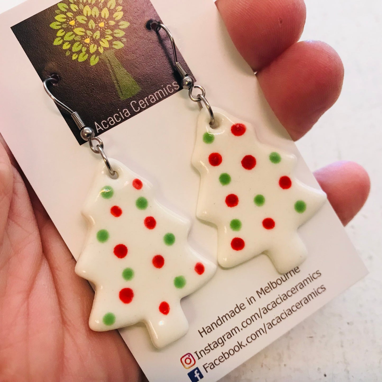 Hand Painted Christmas Hook Earrings