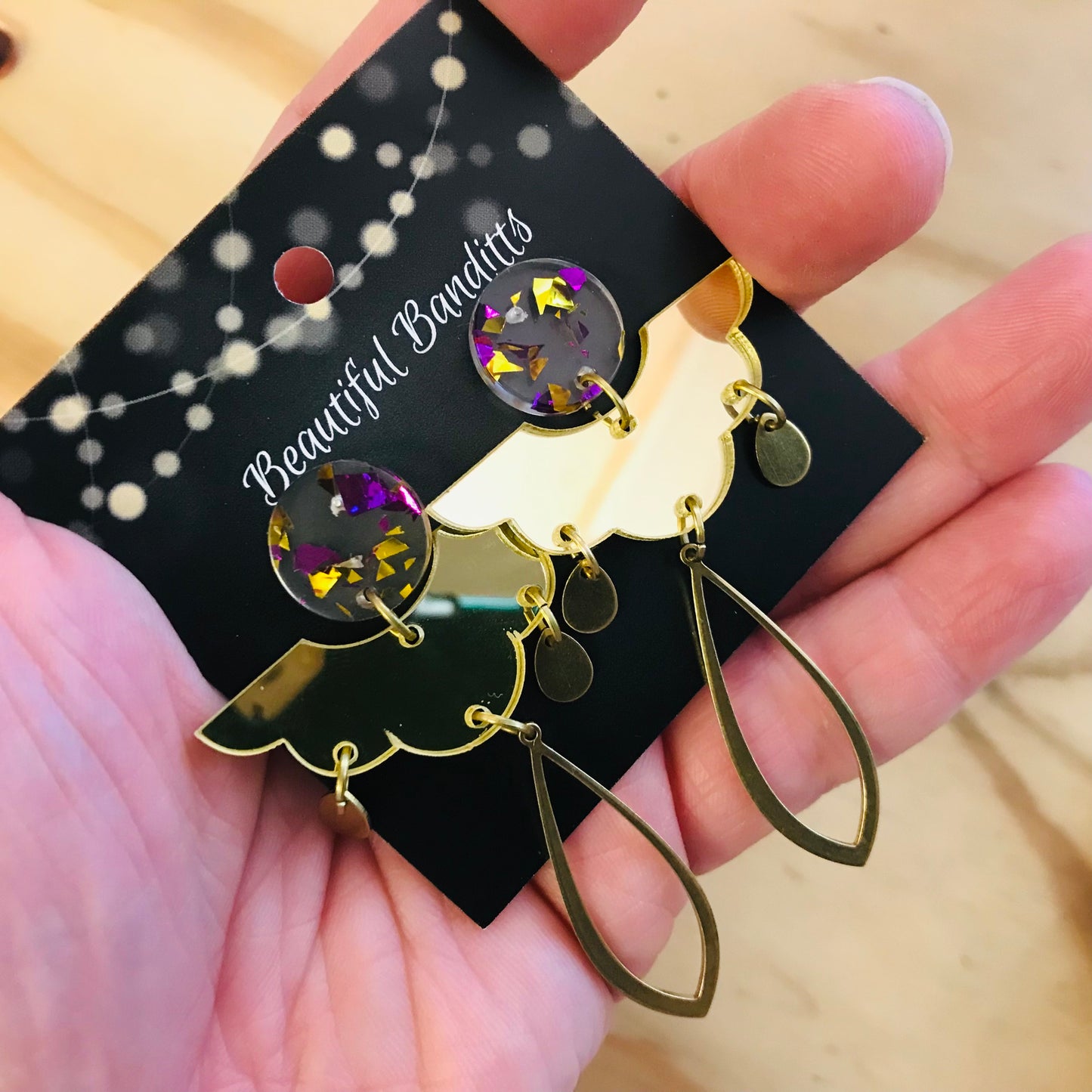 Mixed Metal and Resin Earrings - x-large