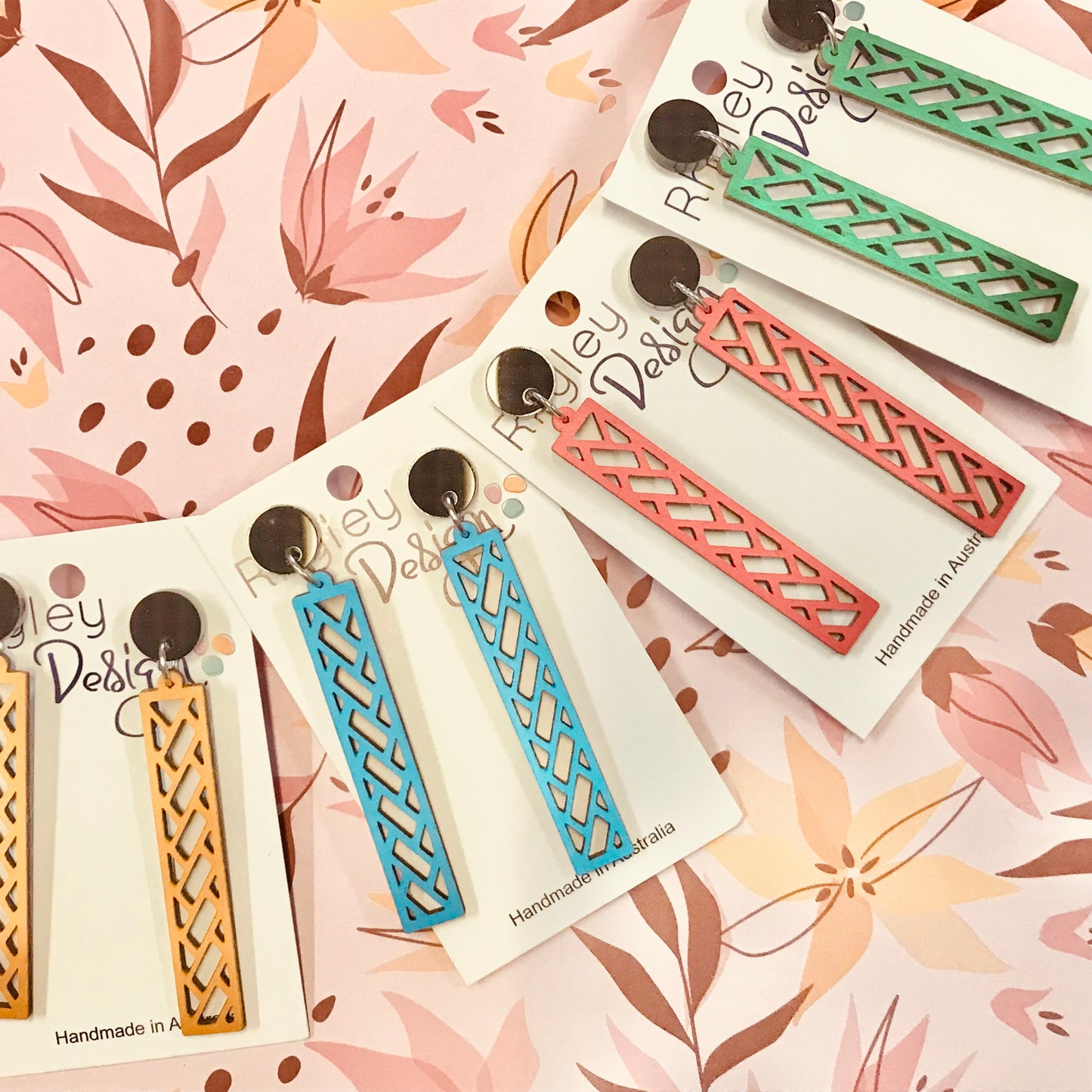 Rectangle Grid Art Deco Statement Earrings