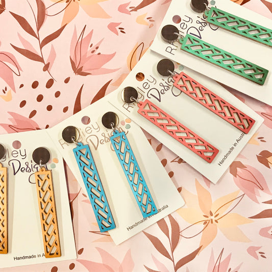 Rectangle Grid Art Deco Statement Earrings