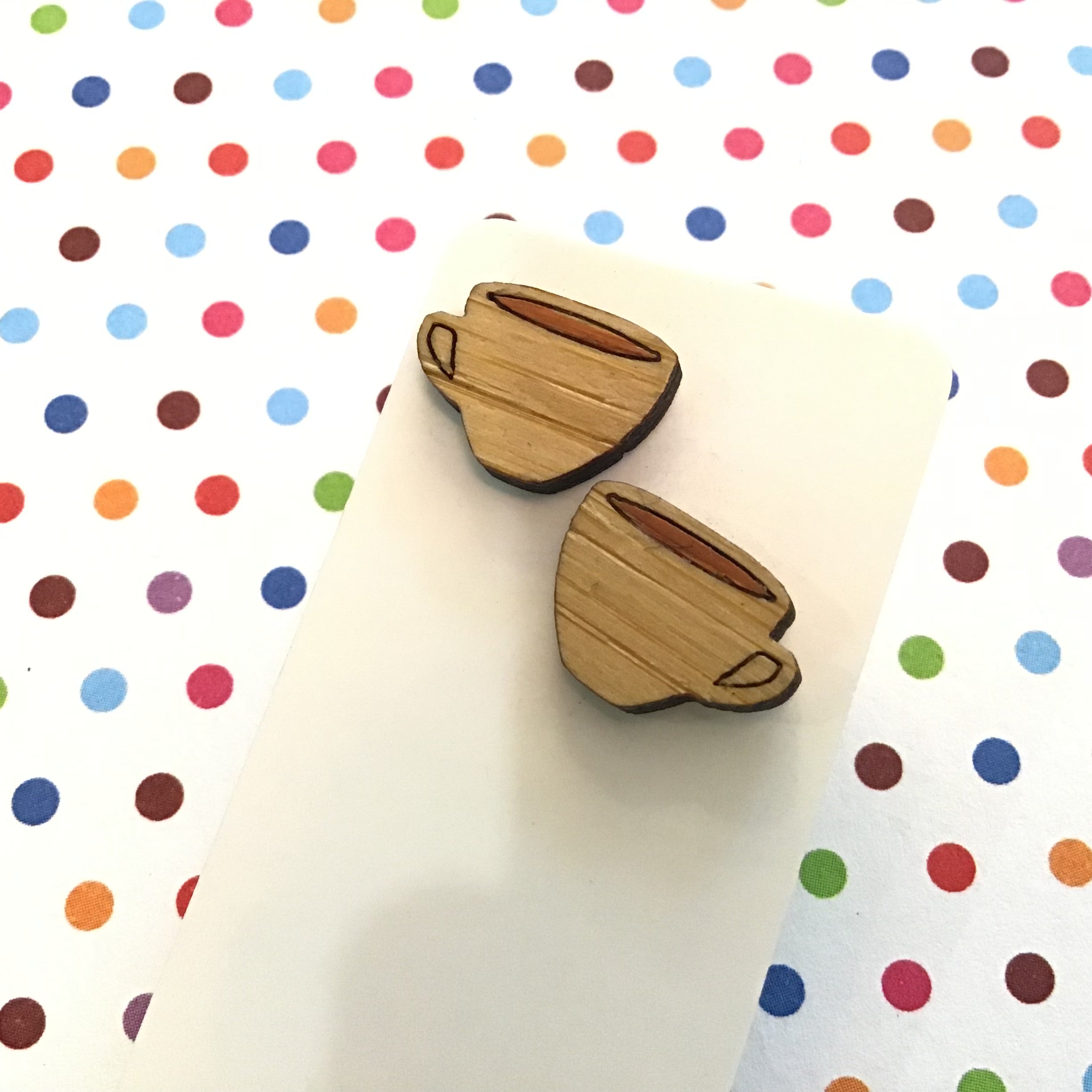 Novelty Studs Earrings - Graphic Wood