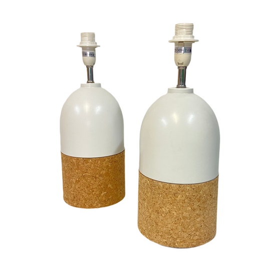 Lamp Base Only - White & Cork Bullet Table Lamp