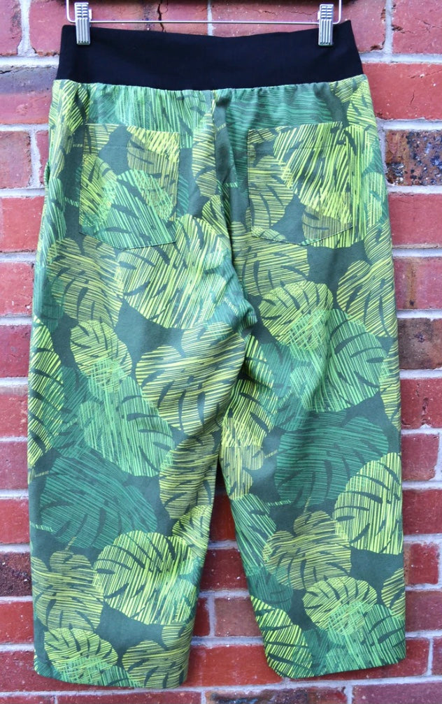 Women's Handmade Band Pants - Monstera
