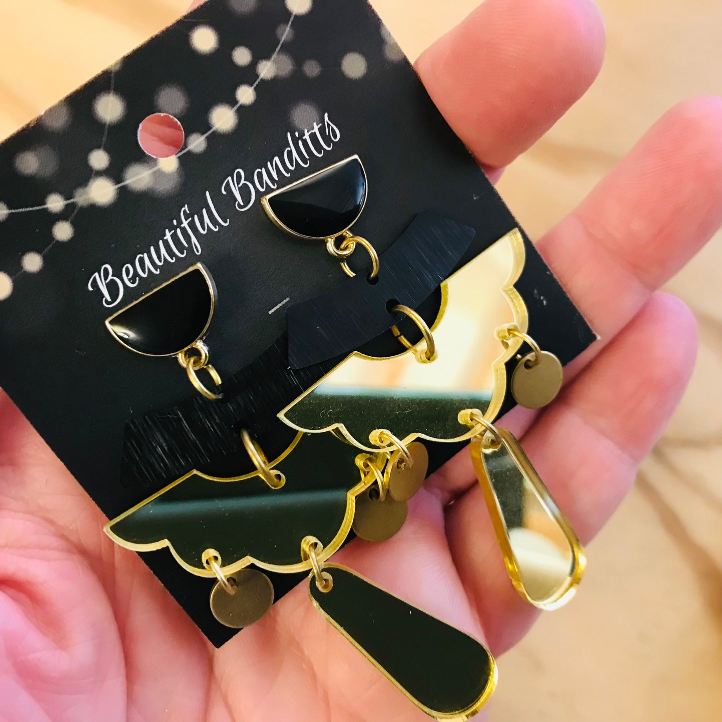 Mixed Metal and Resin Earrings - x-large