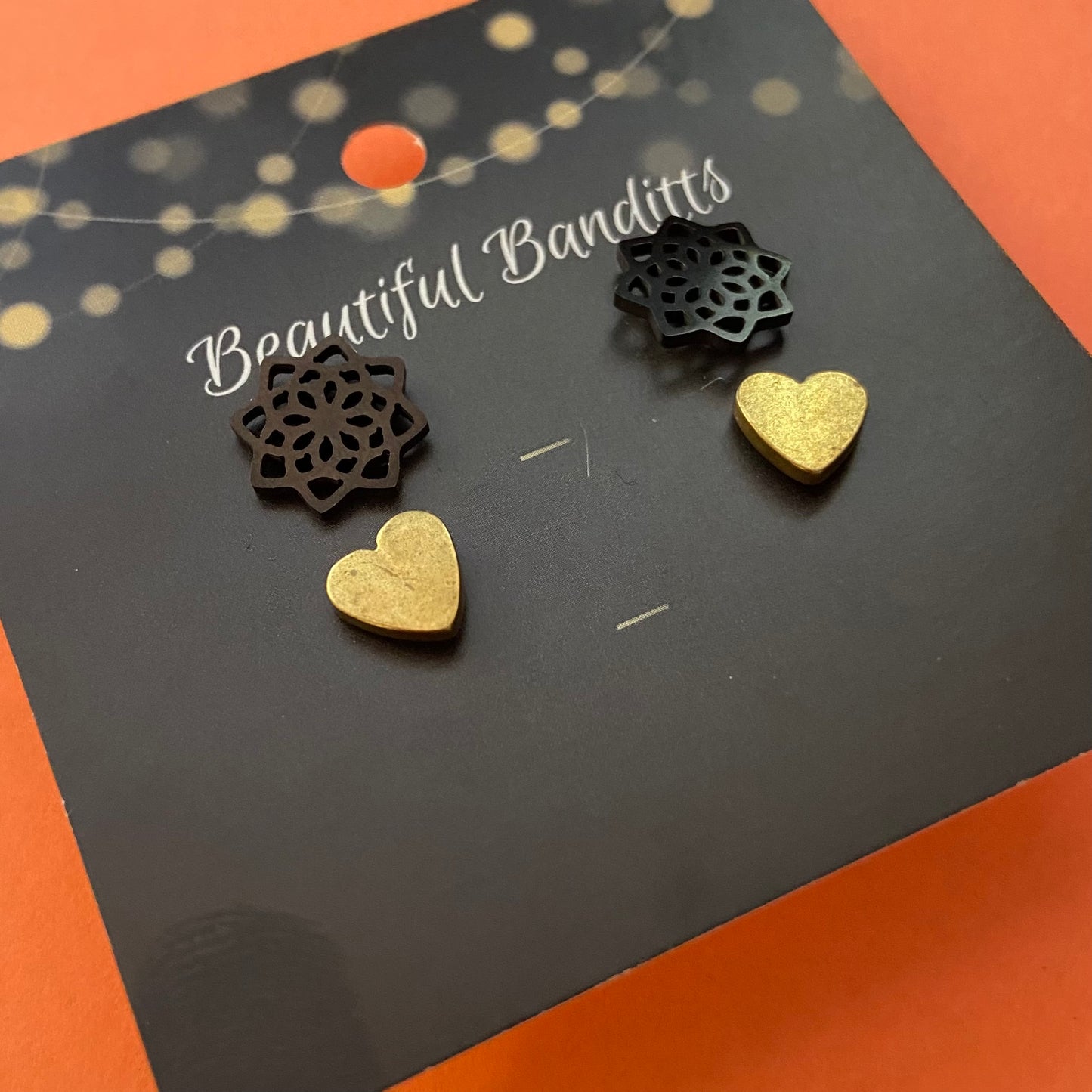 Mixed Metal Stud Earrings - Duo Set
