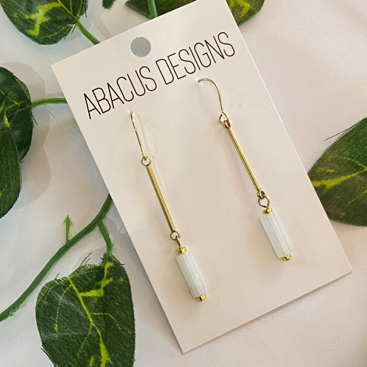 Colourful Glass & Brass Dangle Earrings