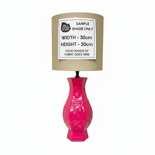 Lamp Base Only - Hot Pink Painted Flower Detail Table Lamp