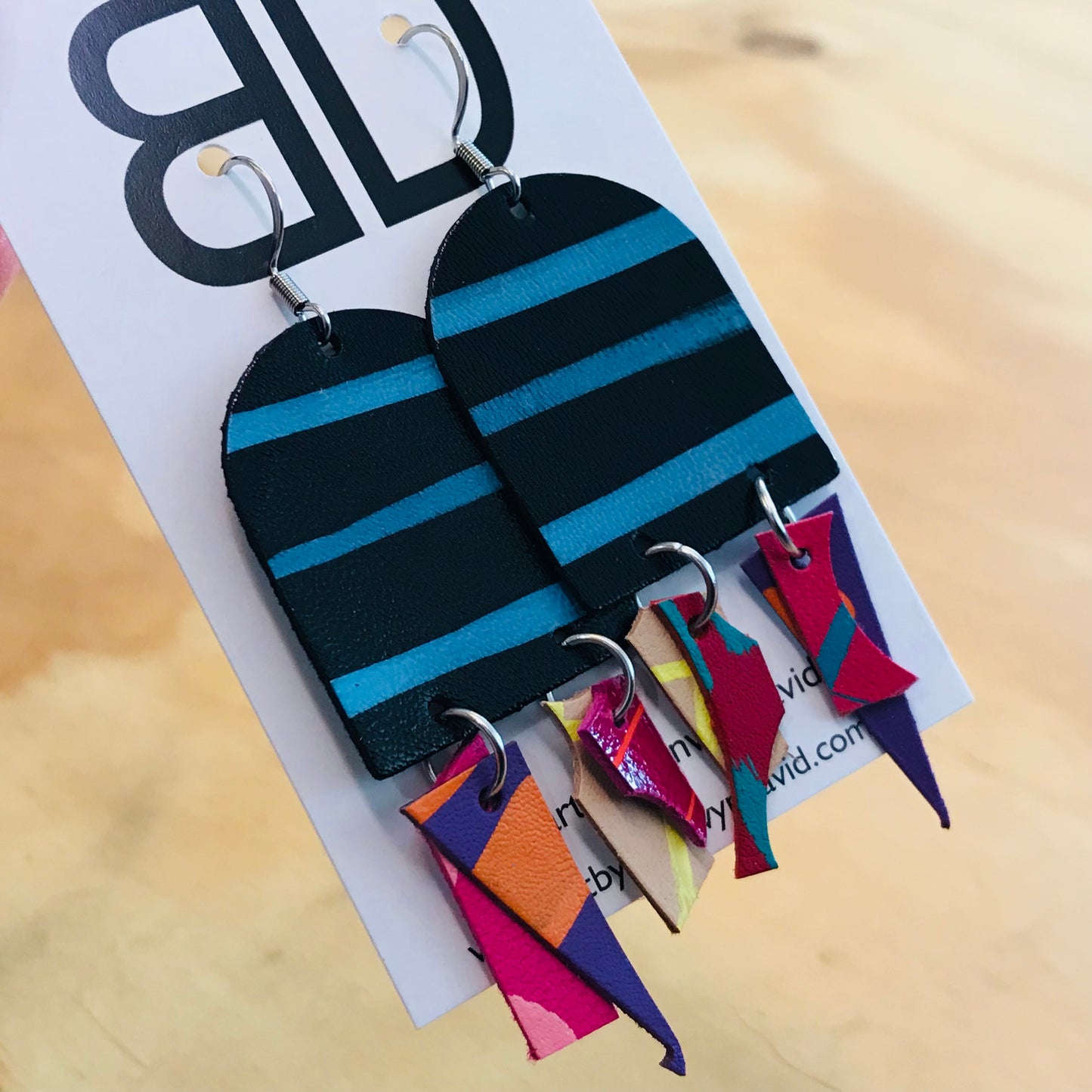 Hand painted leather bold statement earrings - The Squidlets