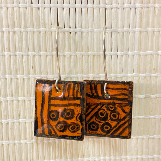 Handpainted Earrings -  Enamel on Copper