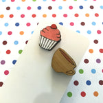 Novelty Studs Earrings - Graphic Wood