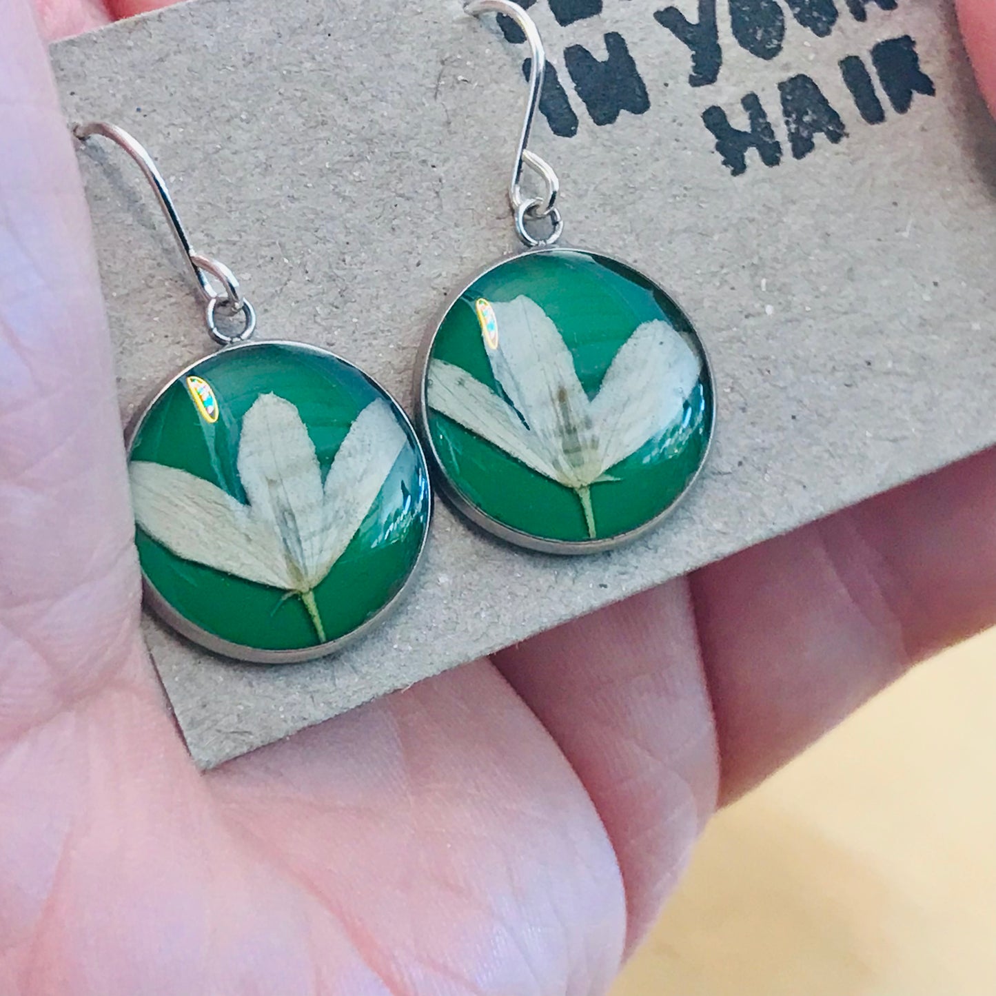 Australian flora Resin & Sterling Silver Earrings - medium