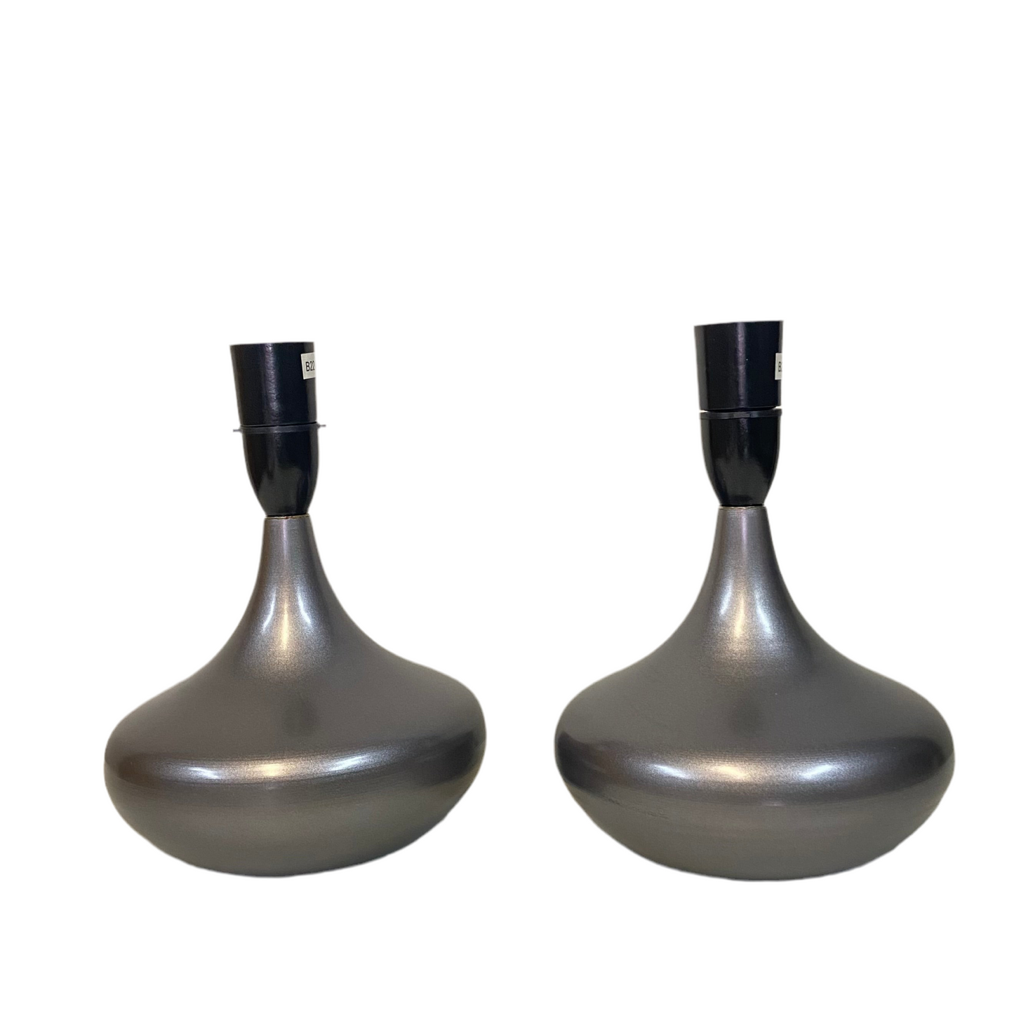 Lamp Base Only - Bulb Squat Table Lamp in Pewter Tones