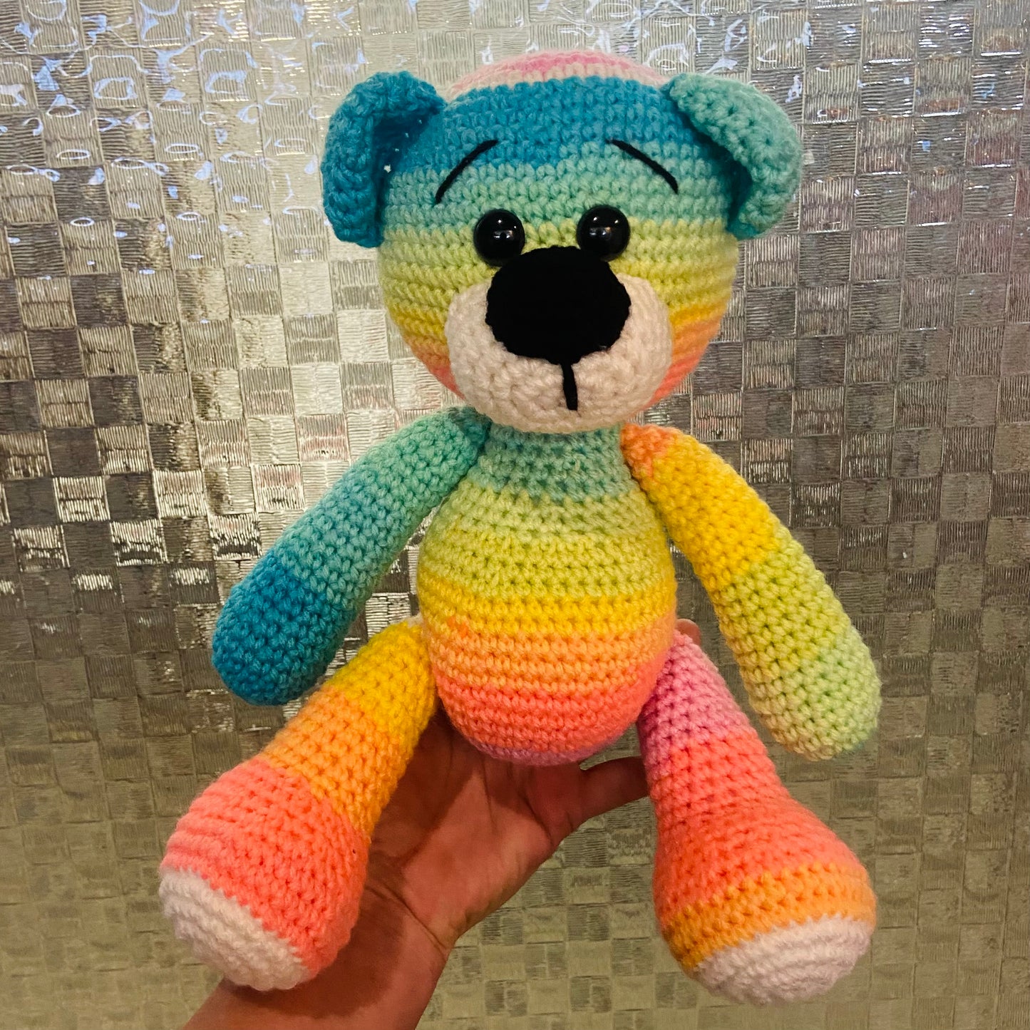 Rainbow Bear Crochet Toy