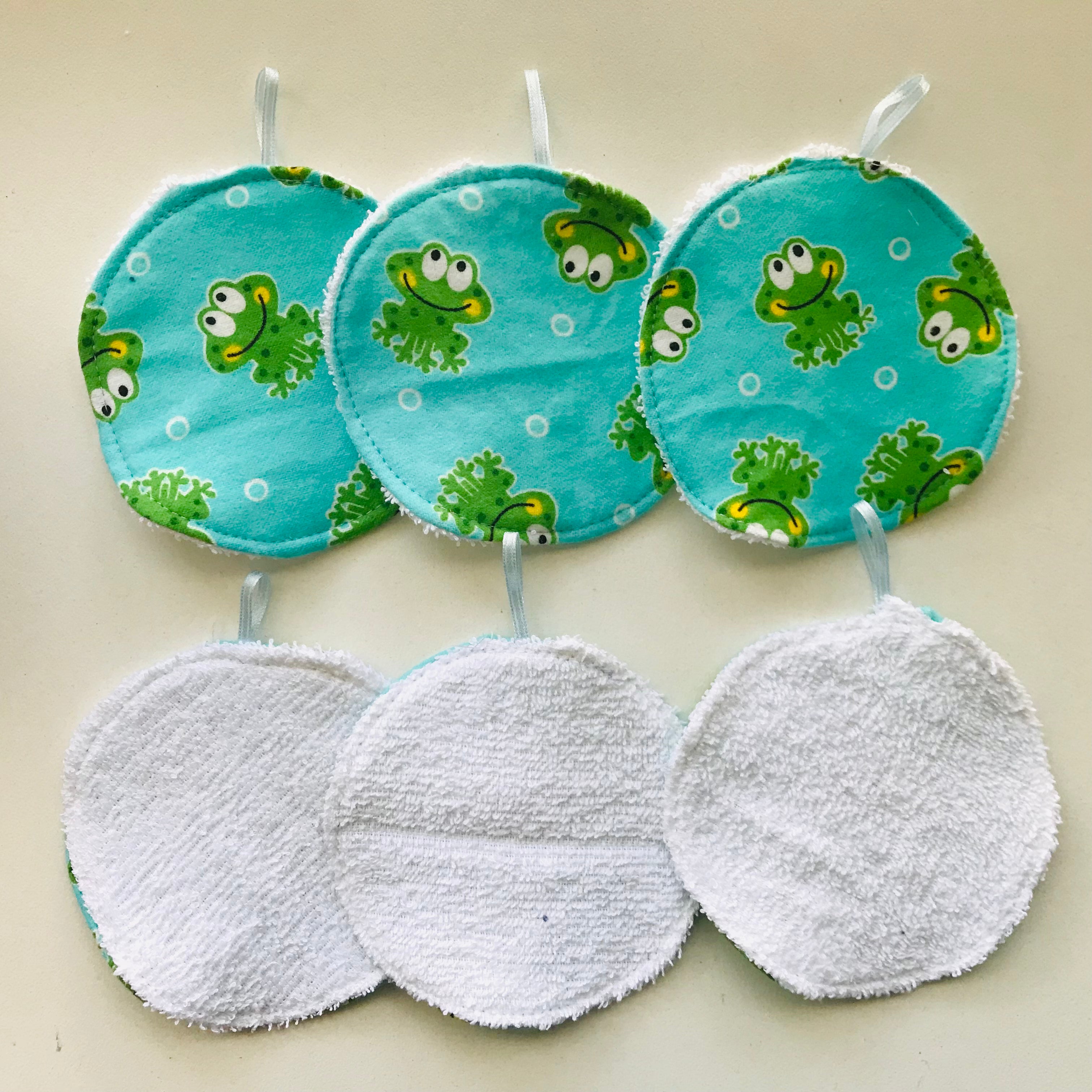 No Waste Reusable Make-up Remover Pads Wipes - flannel / towelling (set of 6)