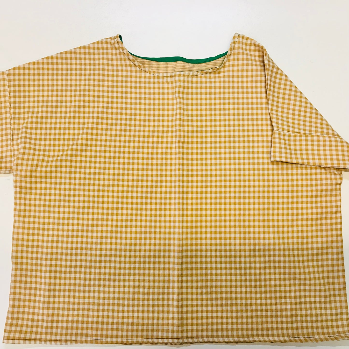 Handmade Women’s Box Top - Mustard Gingham (M/L)