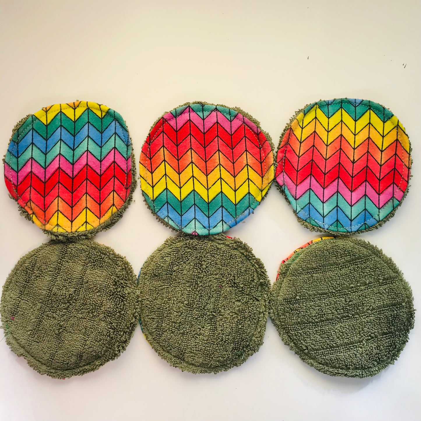No Waste Reusable Make-up Remover Pads Wipes - flannel / towelling (set of 6)