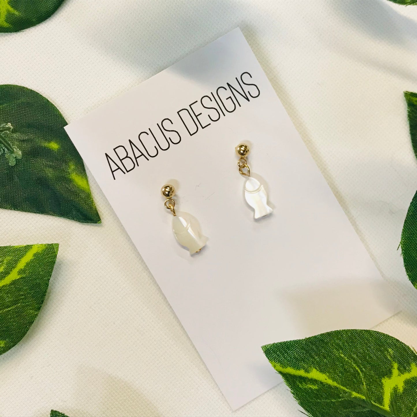 Pearlescent & Brass Dangle Earrings