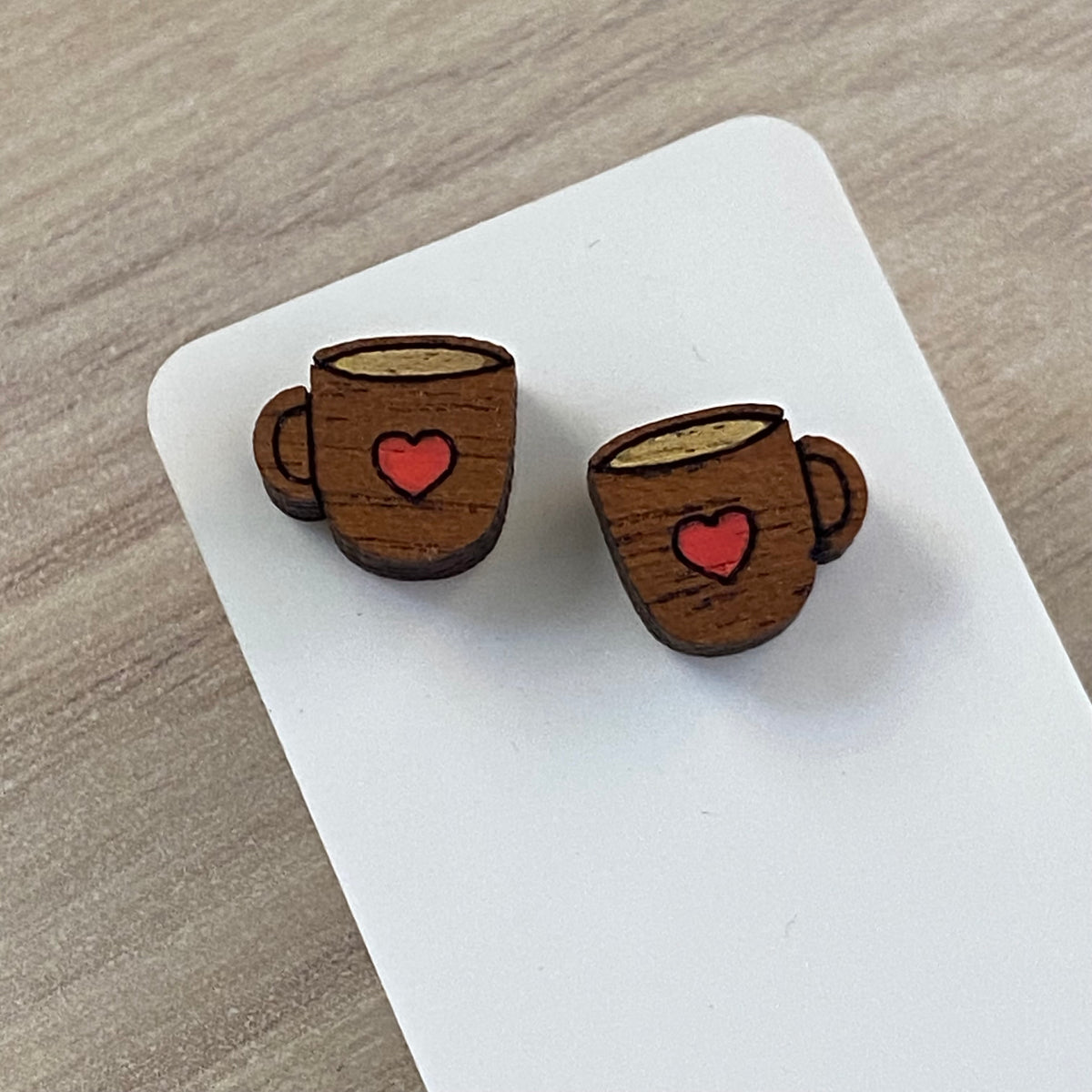 Novelty Studs Earrings - Graphic Wood