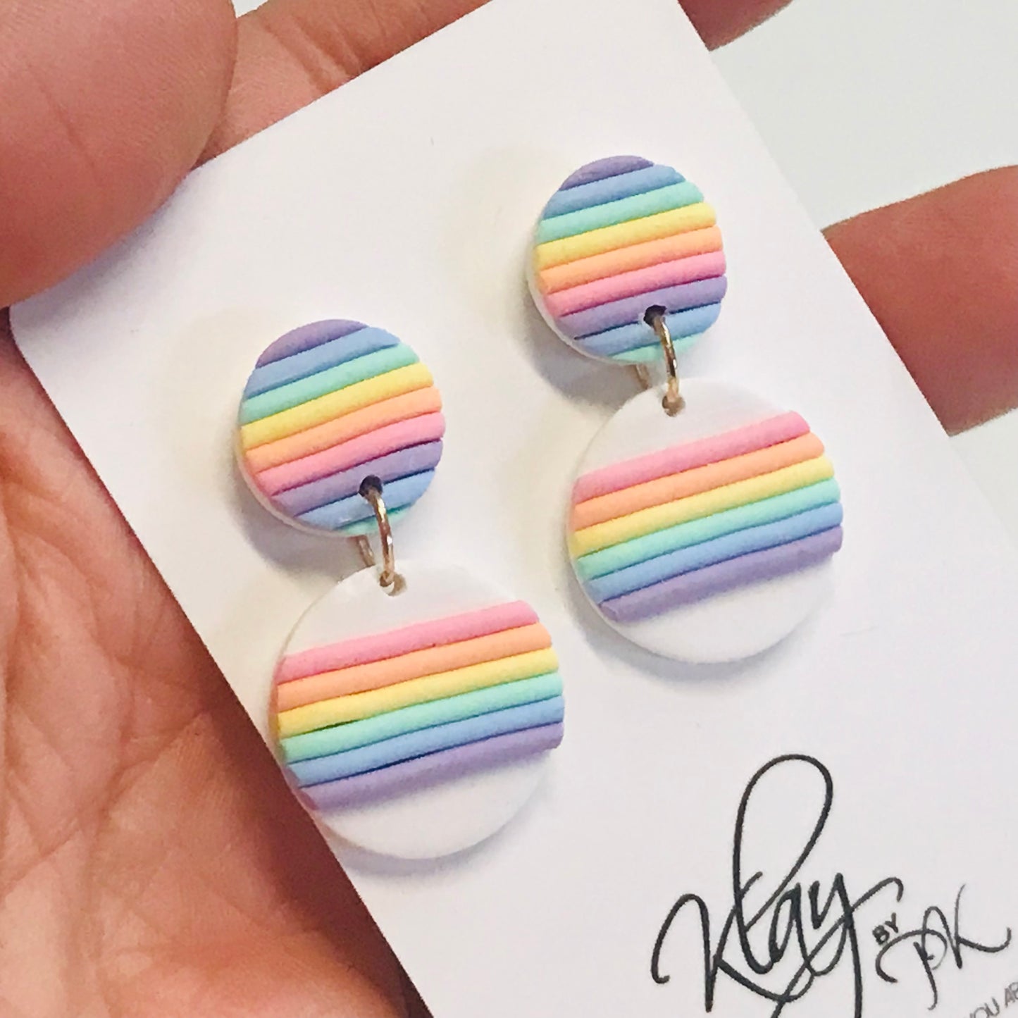 Handmade Polymer Clay Earrings - Stripes